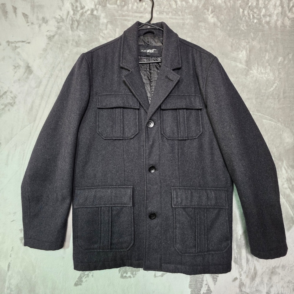 Black Rivet Mens Charcoal Gray Wool Blend 4-Pocket Field Jacket Coat Size L